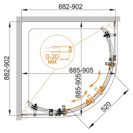 Душевой уголок Cezares STYLUS-O-M-R-2-90-C-Cr 