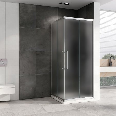 Душевой уголок Abber Schwarzer Diamant 100x100 AG02100MH профиль Хром стекло матовое 