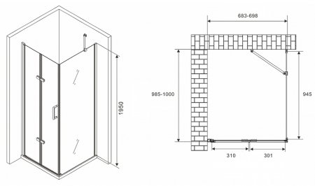 Душевой уголок Abber Zart 70x100 AG08070P-S101 профиль Хром стекло прозрачное 