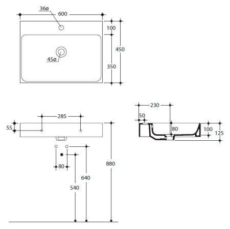 Раковина Kerasan Cento 353101 60 см 