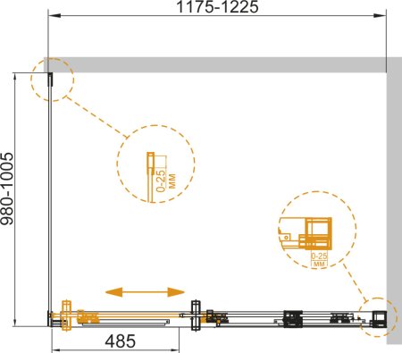 Душевой уголок Cezares Duet Soft AH 1 120/100 C Cr 