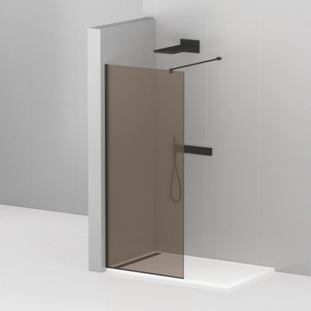 Душевая перегородка Cezares Liberta-L-1-110-120-BR-NERO стекло бронза, кронштейн 120 см 