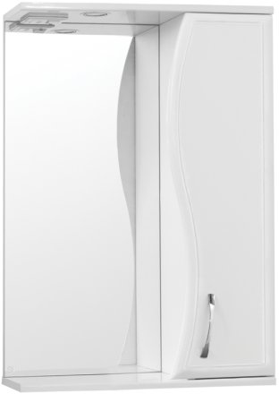Зеркало со шкафом Style Line Эко волна Панда 55 С с подсветкой Белый глянец 