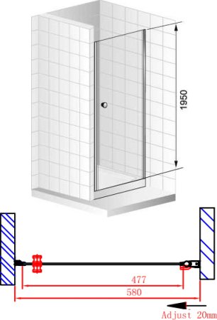 Душевая дверь в нишу Cezares Elena W B1 60 P Cr R 