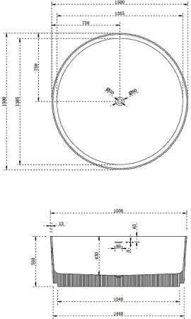 Ванна из искусственного камня Abber Stein 150x150 AS9679Blau Голубая без гидромассажа 