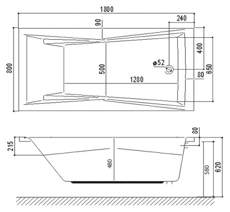 Акриловая ванна Excellent Palace 180x80 