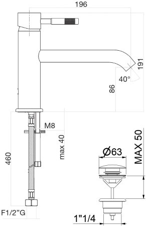 Смеситель для раковины Fiore XENON 44NN5284, черный 