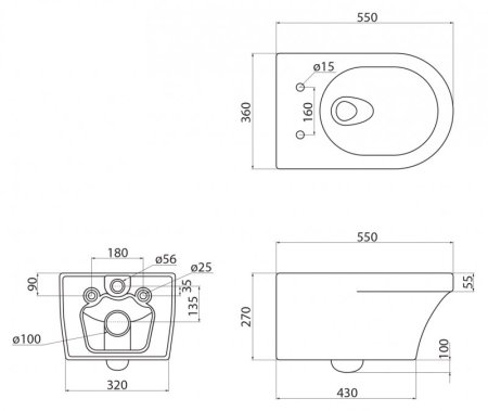 Унитаз подвесной Cezares Duet CZR-2462-TH-TOR 