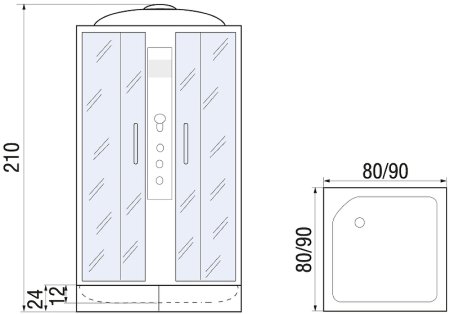 Душевая кабина River Quadro 80x80 МТ 10000000765 с поддоном 