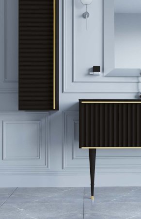 Шкаф пенал Boheme Armadi Art Vallessi Avantgarde Canale 35 846-BG подвесной Черный Золото 