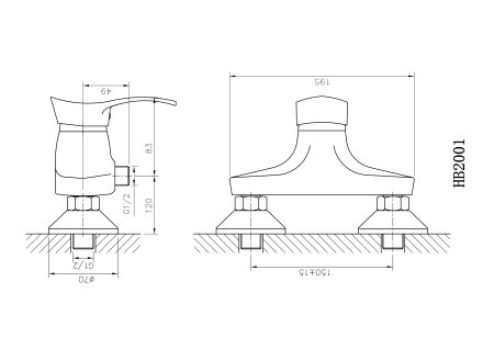 Смеситель однорычажный для душа HAIBA HB2001 хром 