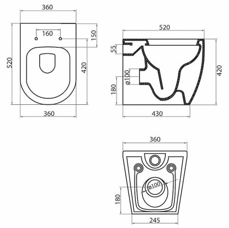 Унитаз BelBagno Marino BB105CBR приставной без сиденья 