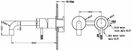 Смеситель для раковины Boheme Uno 465-BG Черный матовый Золото 