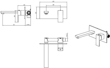 Смеситель для раковины Boheme Qubic 475-B Черный матовый 