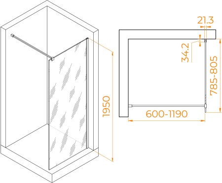 Душевая перегородка RGW WA-001 800 