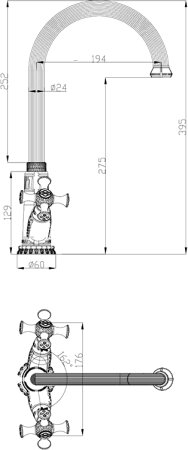 Смеситель Zorg Antic A 6005K-SL для кухонной мойки 