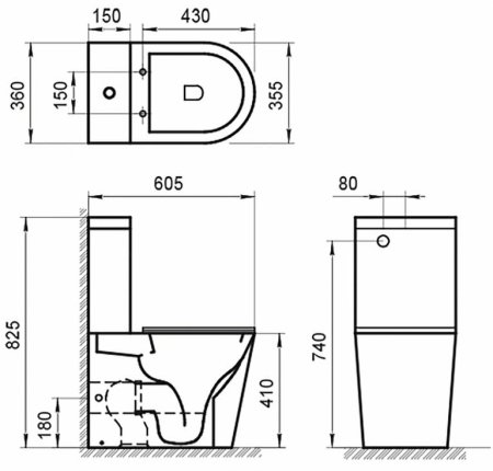Унитаз компакт BelBagno Flay-R BB2149CPR без бачка и сиденья 