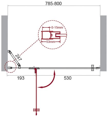 Душевая дверь BelBagno Kraft 80 KRAFT-B-12-60/20-C-Cr-L профиль Хром стекло прозрачное 
