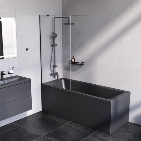 Шторка на ванну AM.PM Gem 80 W90BS-080-140BT профиль Черный матовый стекло прозрачное 