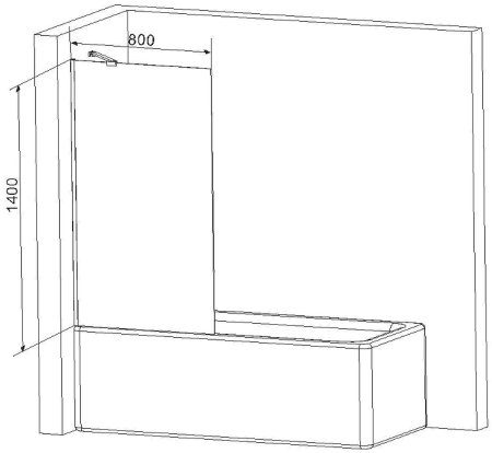 Шторка на ванну AM.PM Gem 80 W90BS-080-140BT профиль Черный матовый стекло прозрачное 