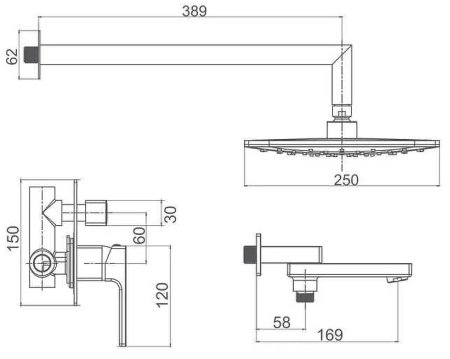 Душевая система Gappo Futura G7117-8 Белый Хром 
