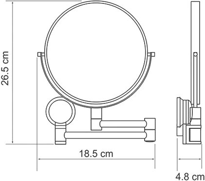 Косметическое зеркало WasserKRAFT K-1000 двухстороннее, с 3-х кратным увеличением 