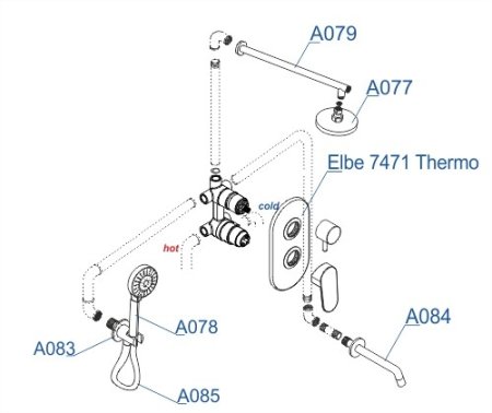 Душевой комплект WasserKRAFT A177471 черный 