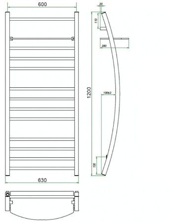 Водяной полотенцесушитель Grota Vela 630х1200 Хром 