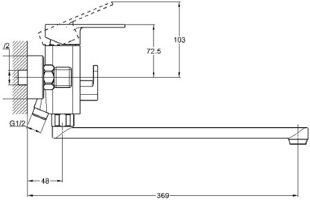 Смеситель для ванны G-Lauf NEB7-A123 универсальный Хром 