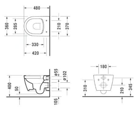 Унитаз подвесной Duravit ME by Starck 2530090000 