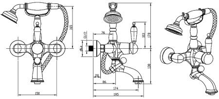Смеситель для ванны Boheme Tradizionale Nero 243 Хром 