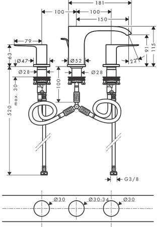 Смеситель для раковины Hansgrohe Vivenis 75033700 Белый матовый 