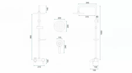 Душевая система 200 мм Rea Luis REA-P7007 