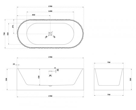 Ванна из искусственного камня ABBER Stein AS9653 белая матовая 