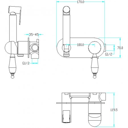 Гигиенический душ со смесителем Boheme Medici 424-SW Бронза 