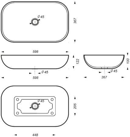 Раковина-чаша Sanita Luxe Infinity 60 INFSLWB01 Белая 