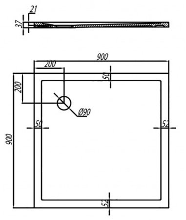 Душевой поддон из искусственного камня Aquaton Калифорния 90x90 1A713536CA010 Белый 