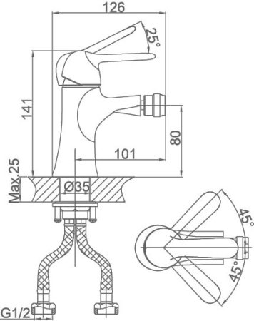 Смеситель D&K Ambrosius Rhein DA1342201 для биде 
