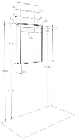 Зеркальный шкаф Aquaton Стоун 60 R 1A231502SX850 с подсветкой Сосна арлингтон 