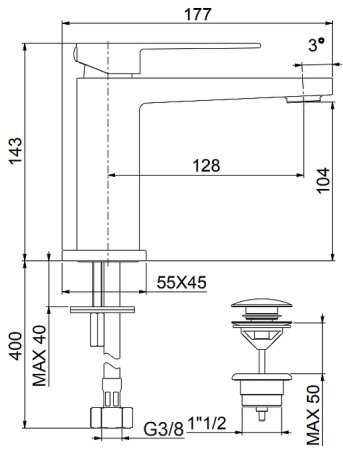 Смеситель для раковины Fiore Kube 100NN8515 Черный 