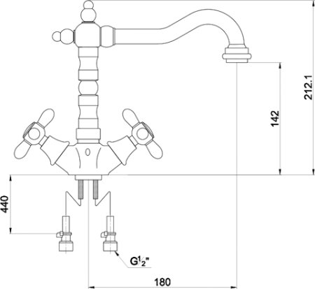 Смеситель для кухонной мойки Timo Ritz 0143FK chrome-gold 
