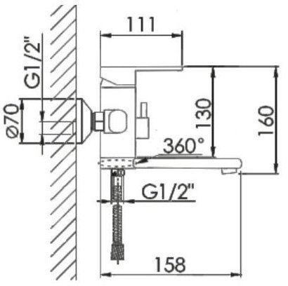 Cмеситель для ванны HANSEN H30002 Хром 