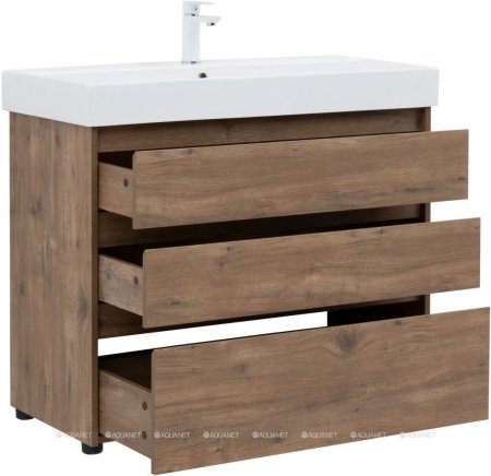 Тумба с раковиной Aquanet Nova Lite 100 дуб рустикальный (3 ящика) 