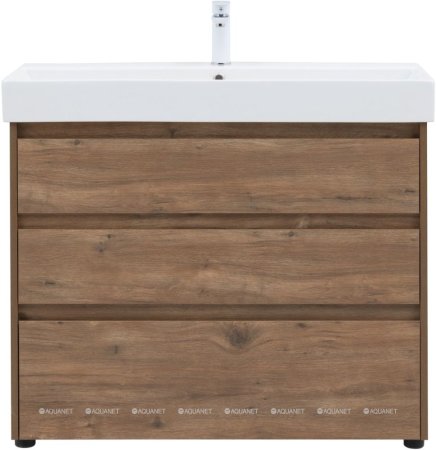 Тумба с раковиной Aquanet Nova Lite 100 дуб рустикальный (3 ящика) 