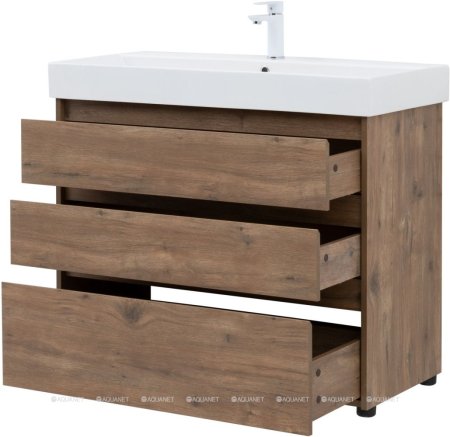 Тумба с раковиной Aquanet Nova Lite 100 дуб рустикальный (3 ящика) 