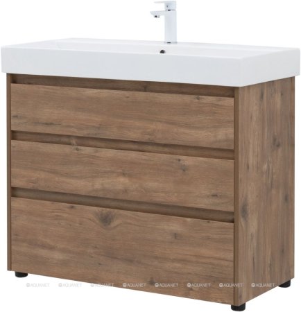 Тумба с раковиной Aquanet Nova Lite 100 дуб рустикальный (3 ящика) 