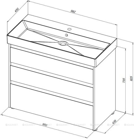 Тумба с раковиной Aquanet Nova Lite 100 дуб рустикальный (3 ящика) 