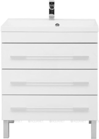 Тумба с раковиной Aquanet Верона 75 белый (напольная 3 ящика) 