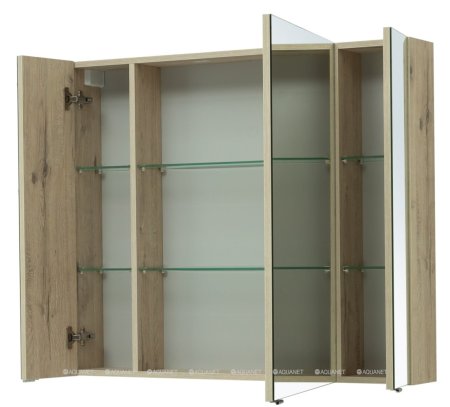 Зеркальный шкаф Aquanet Алвита New 100 дуб веллингтон белый 