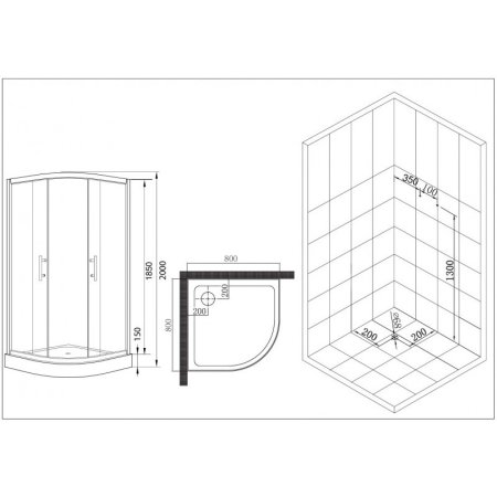 Душевой уголок Esbano ESD-8005 с поддоном 80x80 см, профиль хром, стекло рифленое 